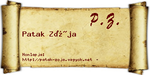 Patak Zója névjegykártya